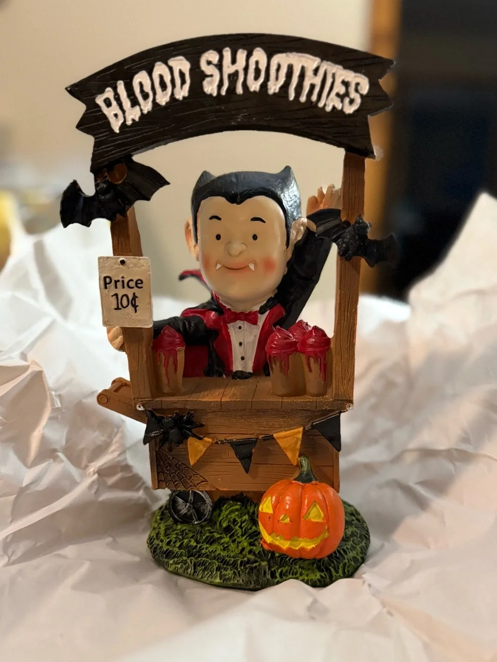 Halloween Vampire 'Blood Smoothies' Figurine – Black & Red Holiday Decor